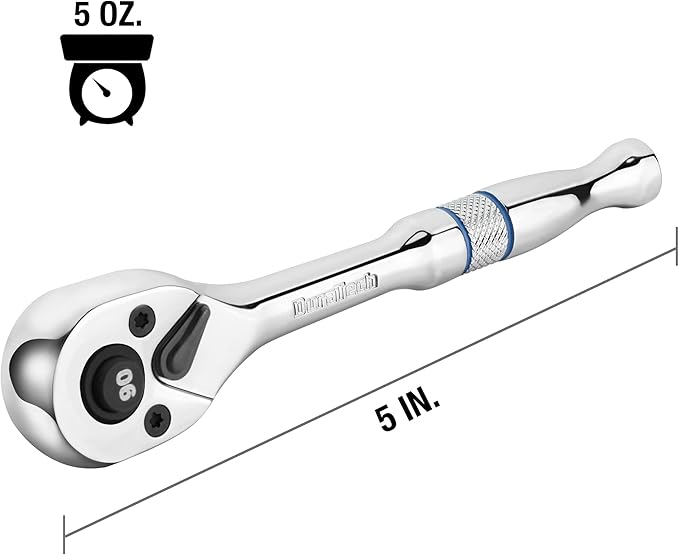 DURATECH 1/4-Inch Drive Ratchet, 90-Tooth Quick-release Ratchet Wrench, Reversible, Cr-V Made, Full Polished, Stocking Stuffers for Men Gifts for Men Gifts for Women gifts for dad