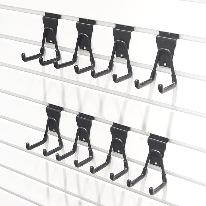 Slatwall Accessories, Black Slatwall Hooks and Hangers, Sturdy Slat Wall Accessory, 8 Pack