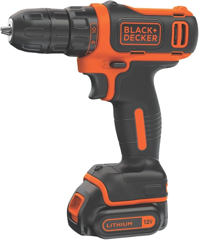 BLACK+DECKER 12V MAX Cordless Drill/Driver, Battery and Charger Included (BDCDD12C)