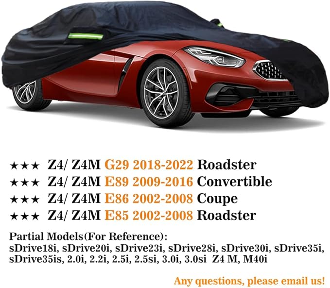 Custom Car Cover Compatible with BMW Z4 Z4M 2002-2026 Z4 E85 E86 E89 G29 Coupe Roadster, All Weather Waterproof Car Covers for Outdoor Indoor, Heavy Duty Rain Snow Sun UV Cover