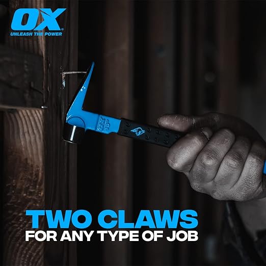 OX Tools OX-P083010 10" Cats Paw Pry Bar - Nail Puller Tool with Unique Hammer Head, Crowbar Rubber Grip, Polished Beveled Claws - Forged Steel Design for Strength and Durability