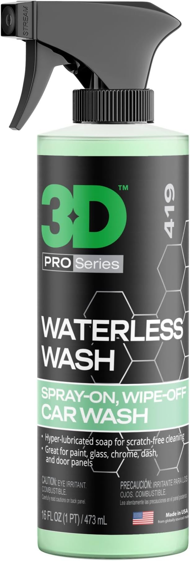 3D Waterless Car Wash - Easy Spray Waterless Detailing Spray - No Soap or Water Needed - Great on Cars, RVs, Motorcycles & Boats 16oz.