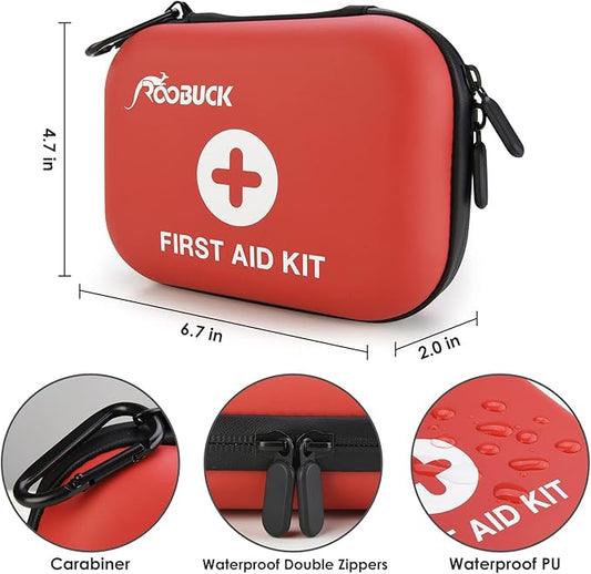 Waterproof Laminate Bag First Aid Kit (Red) – Emergency Kit for Hiking, Camping, Travel, Car, Cycling, Home & Work