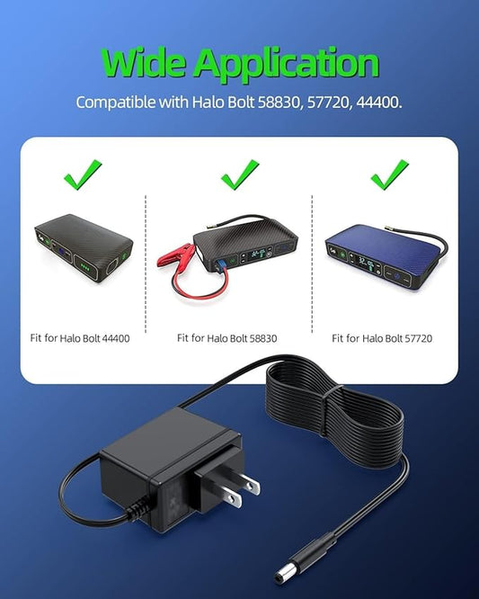 14V Charger Fit for Halo Bolt 58830 57720 44400 Car Jump Starter ACDC Compact Wireless 1201 Replacement AC Adapter Power Cord Supply
