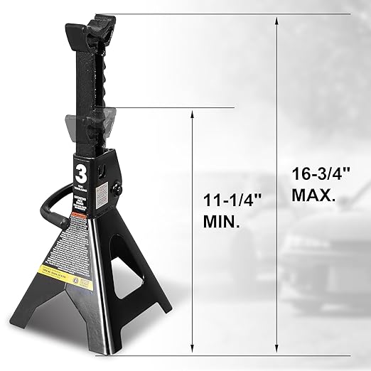 Big RED Jack Stands 3 Ton, 11.2-16.7 inch Adjustable Height for Lifting UTV/ATV, Cars, 6000 lb Capacity, 1 Pair