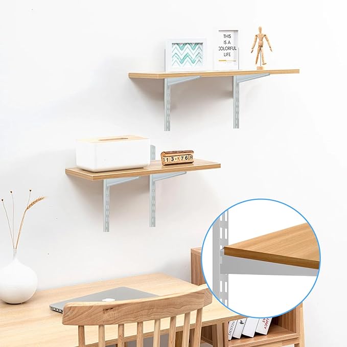 6‑Pack Dual‑Track Wall Shelf Rails – 47.5 in / 120 cm Heavy‑Duty Upright Standards for Adjustable Shelving in Pantries, Closets, Garages (White)