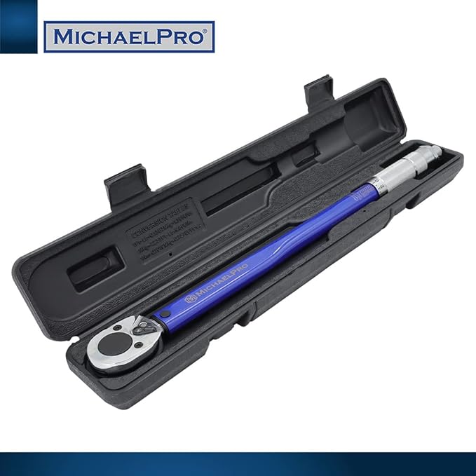 MichaelPro 1/2-Inch Drive Click Torque Wrench, 10–150 ft-lb, Dual Direction, ±4% Accuracy, Reversible Ratchet Head, Heavy Duty Steel Torque Wrench for Automotive, Truck, and Mechanical Use