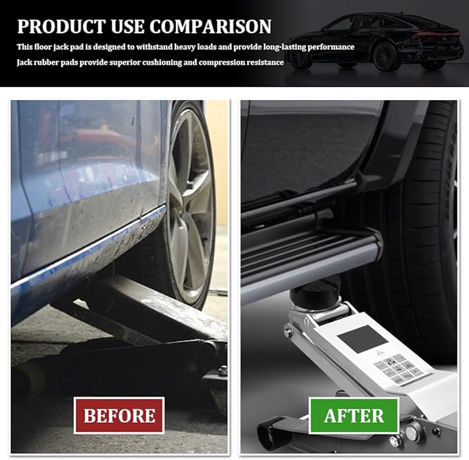 2PCS Car Jack Pads, Jack Adapter, Universal Rubber Pinch Weld Side Frame Rail Protector Pad, Auto Heavy Duty Slotted Floor Jack Pad Lift Protection Tool Accessories Universal for Cars (2PCS)