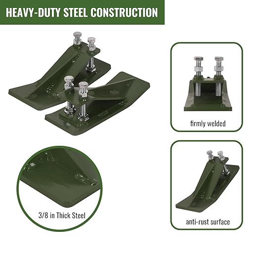 Doppy 2Pcs Tractor Bucket Protector, 3/8'' Thick Snow Skid Tamer, Double Hex Lock Nuts & Bolts Included for Snow Removal, Leaves, Gravel Spreading, Green