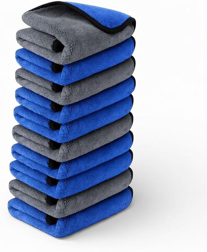 Microfiber Cleaning Towel for Kitchens and Cars, 10 Pack. Ultra-Soft, Thick, Quick-Drying, 500GSM, for Car Polishing and Detailing