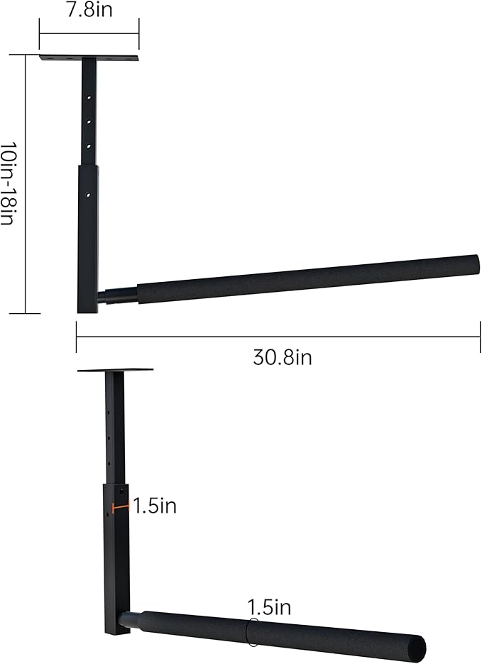 TRUSOON Adjustable Ladder Ceiling Rack, Kayak Overhead Garage Storage Rack, Garage Ceiling Storage for Kayak, Ladder, Surfboard, Snowboar Overhead Hanger, Holds 150 lbs, Black