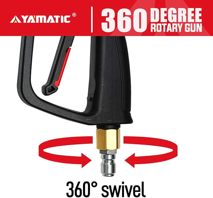 YAMATIC Short Pressure Washer Gun with Foam Cannon, MAX 4000 PSI Power Washer Foam Gun Kit for Car Wash, M22-14mm & M22-15mm Adapter, 3/8" FNPT Swivel Inlet, 1/4" Quick Connector