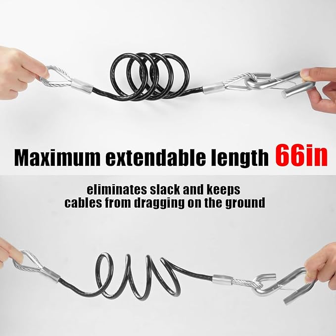 66" Trailer Safety Cables with Hooks Tow Straps 2-Pack Safety Chains Towing Trailer 5000 Lbs Break Strength Boat Chains with Hooks for Ultimate Security