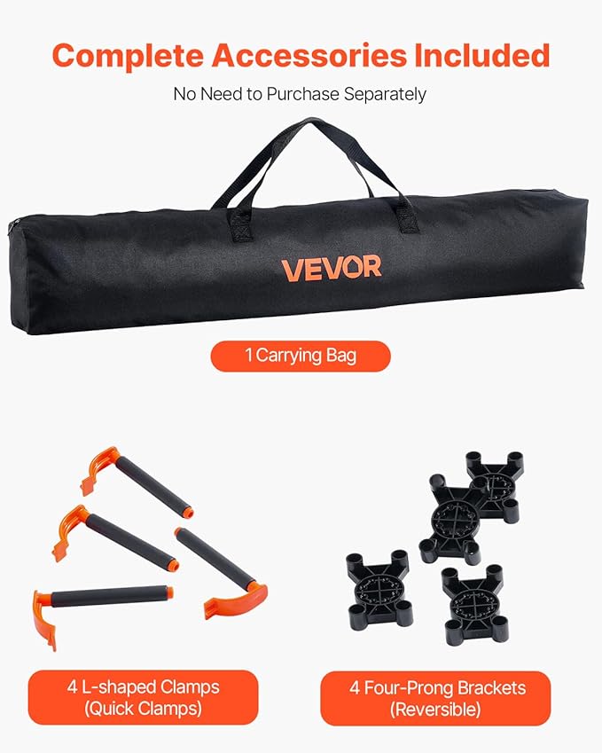 VEVOR Portable Folding Workstand, 4.16 x 2.18 ft Collapsible Workbench, 2500 lbs Weight Capacity, No Assembly Foldable Work Stand with Storage Bag, Table Top NOT Included, for Garage Workshop Outdoor