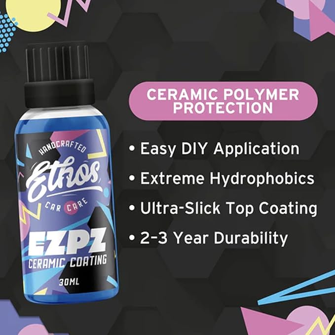 Ethos EZPZ Ceramic Coating for Cars – Advanced Ceramic Polymer Car Coating, Easy DIY Application, Extreme Hydrophobic Protection, Ultra-Slick Gloss Finish, Long-Lasting Paint Protection