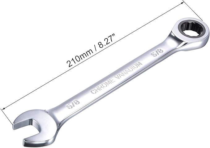 uxcell 5/8 Inch Ratcheting Combination Wrench SAE 72 Teeth 12 Point Ratchet Box Ended Spanner Tools, Cr-V
