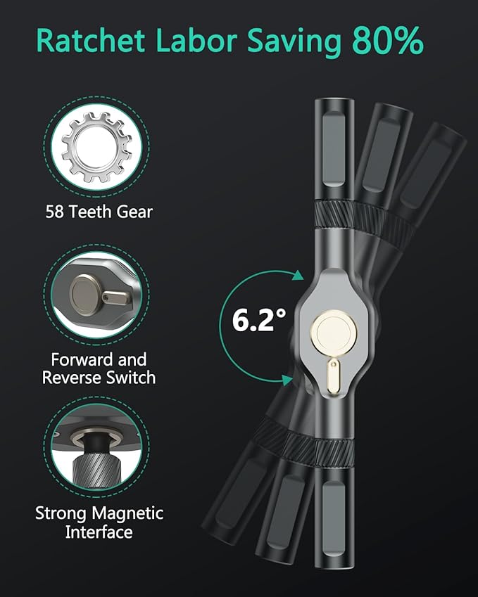 ORIA Magnetic Screwdriver Set, 34 in 1 Ratchet Screwdriver Set, Portable Precision Tool Kit with DIY T Handle, 32 Color-Coded Precision Bits for DIY Furniture Computer Bicycle