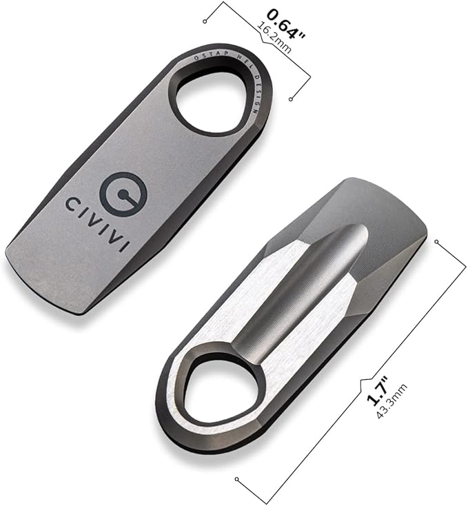 CIVIVI Mini Titanium Pry Bar, 1.70" Overall Ti-Bar EDC keychain Multi-Tool, Designed by Ostap Hel C21030-1 (Gray)