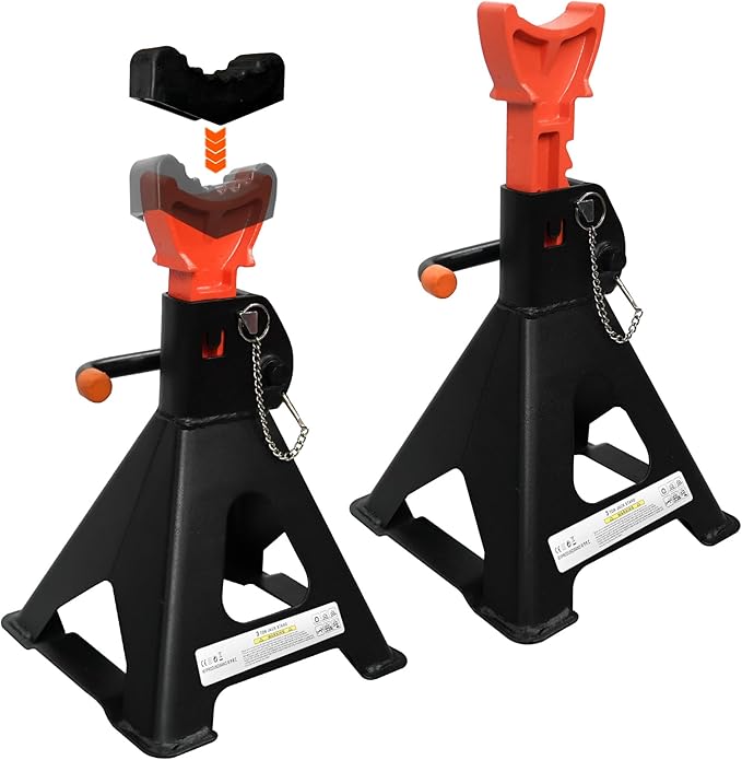Upgraded Jack Stands 3 Ton (6,600 LBs) with 2 Crossbars and Double Pin Locking,Safe and Stable,Jack Stands 11.61"-16.34" Adjustable with Rubber Pads for Trucks,Home,Garage, SUV, Car,UTV/ATV,1 Pair
