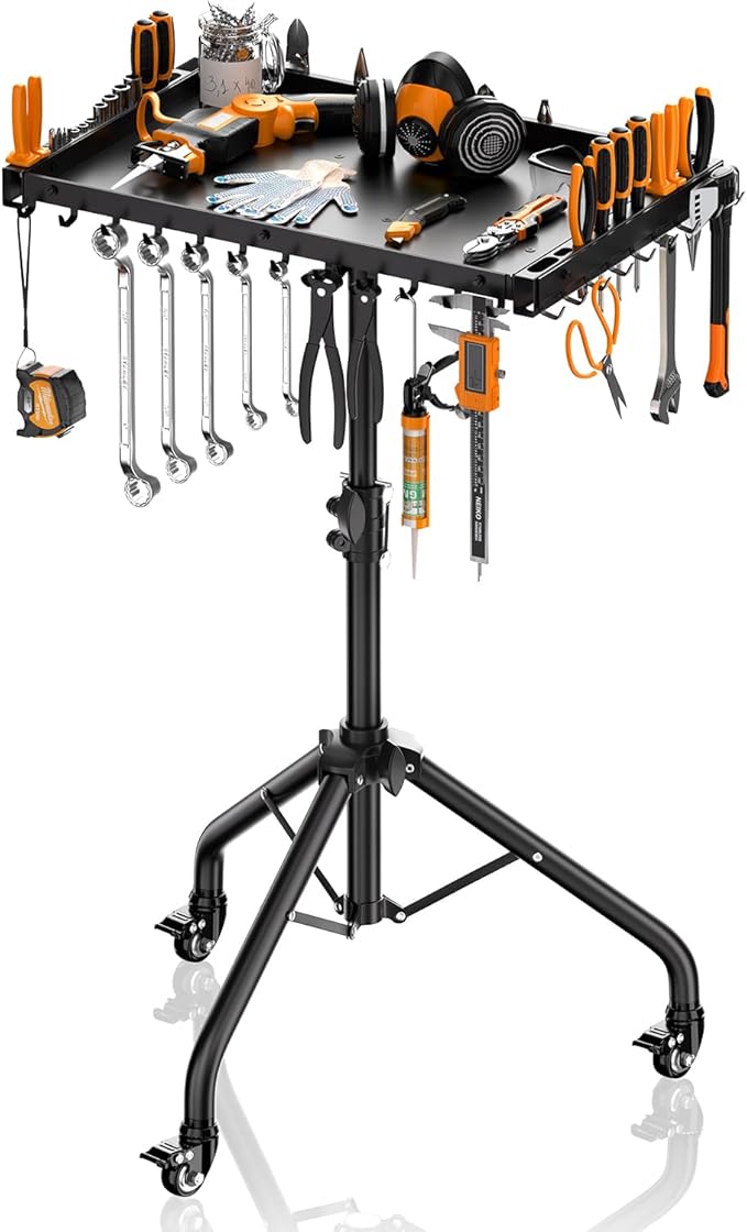 Rolling Tool Utility Cart with Wheels, Work Bench for Garage with Magnetic Tray Mechanic Tool Organizer Rolling Tray Storage Tool Cart