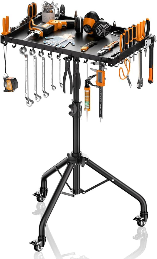 Rolling Tool Utility Cart with Wheels, Work Bench for Garage with Magnetic Tray Mechanic Tool Organizer Rolling Tray Storage Tool Cart