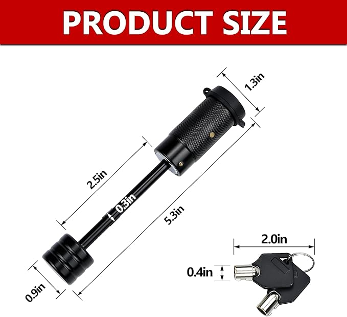 Trailer Hitch Coupler Locking Pin Dia 1/4 Inch, 3-1/2 Inch Span,Trailer Tongue Coupler Lock for Latch-Type Coupler Truck Car and Boat,High Security by Cenipar