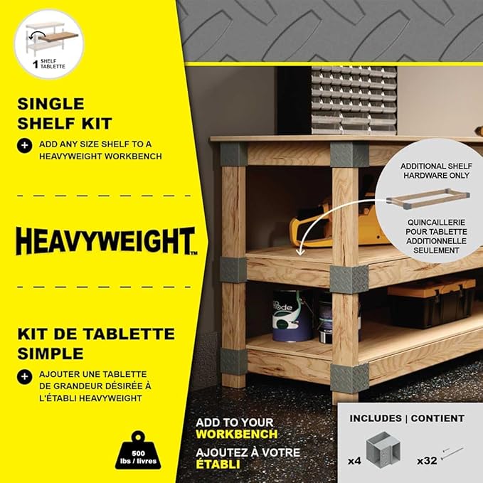 Heavyweight 24 in W x 48 in D DIY Plastic Ceiling Storage Kit, Gray, Overhead Garage Storage Hardware, 500 lb Capacity, Easy 90° Cuts (Lumber Not Included)