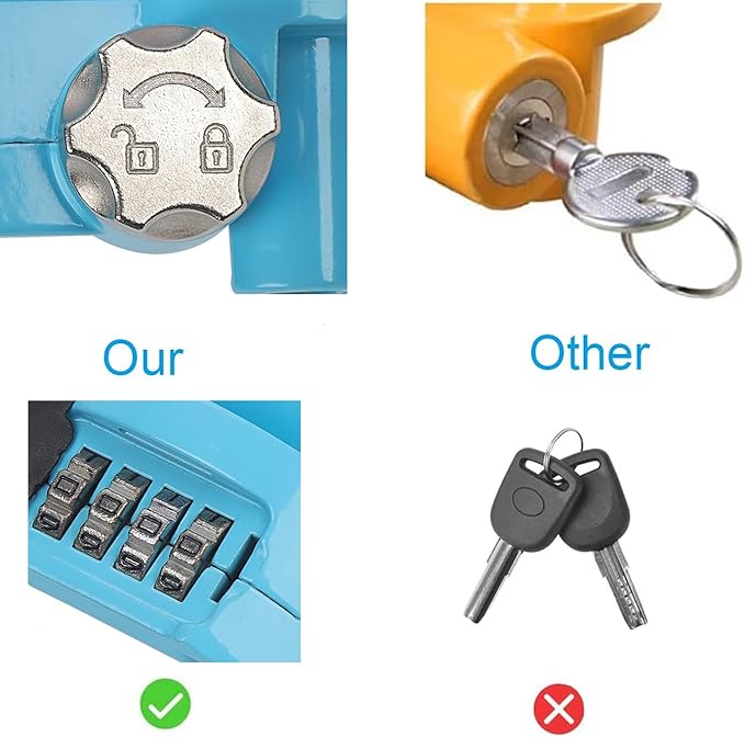 Yellow Trailer Hitch Lock with Combination Lock, fit 1-7/8", 2", 2-5/16" Coupler, Camper Accessories, for Trailer Truck RV SUV Boat (Blue)