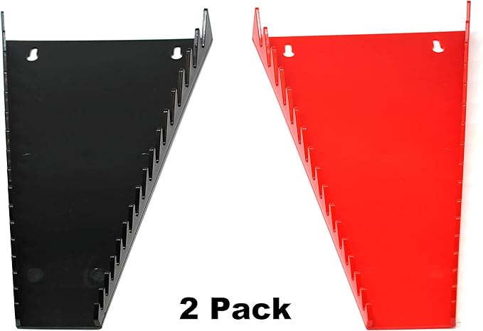 JSP Manufacturing Red & Black 16 Tool Standard Wrench Holder Wrench Organizer 2 Pack | Storage Rack Tray Tool Holder