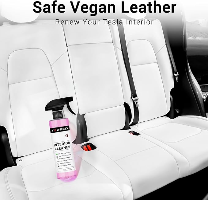 Tesla Seat Cleaner & Remover Stain, Interior Cleaner for White & Black Vegan Leather, Interior Cleaning Kit for Seats, Console, Dash, Tesla Model 3, Y, S, X, Cybertruck Accessories