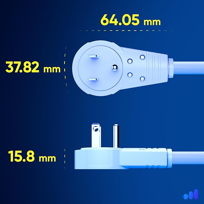 Maximm Extension Cord 25 Ft White Flat Plug, 360° Rotating Short Power Cord Single Outlet, Indoor 16 Gauge 3 Prong Grounded Wire UL Certified (25Ft White)