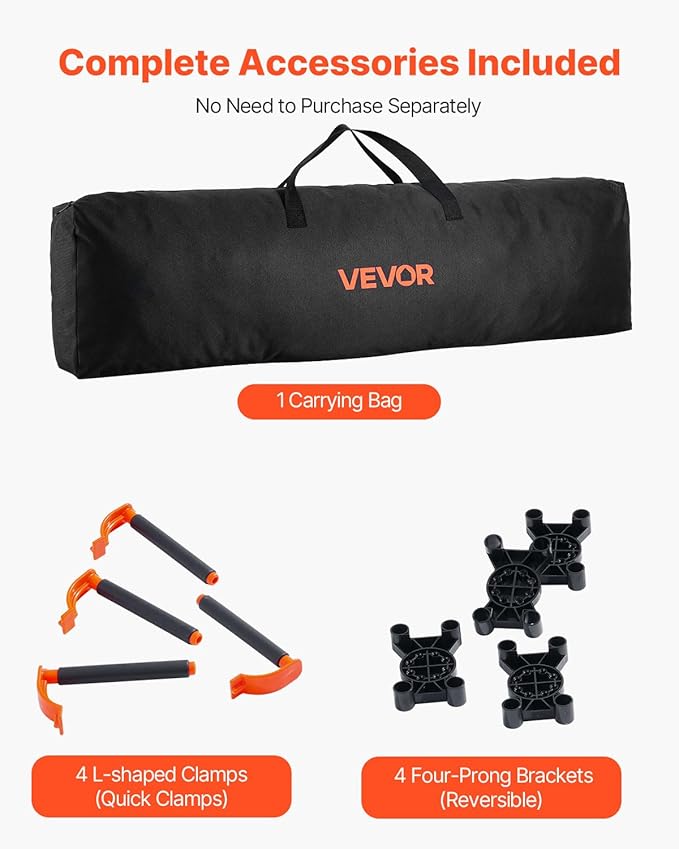 VEVOR Portable Folding Workstand, 8.02 x 4.12 ft Collapsible Workbench, 6000 lbs Weight Capacity, No Assembly Foldable Work Stand with Storage Bag, Table Top NOT Included, for Garage Workshop Outdoor