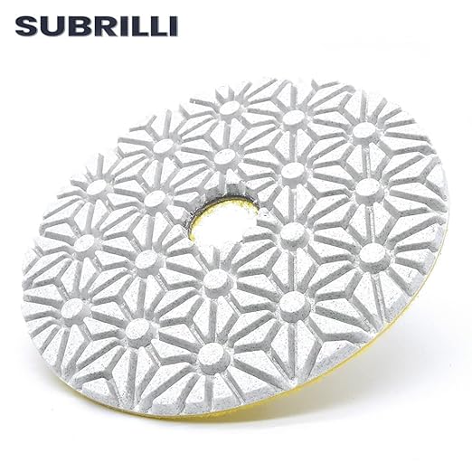 Dry/Wet 3 Step Diamond Polishing Pads 4" Sanding Discs Grit 1 for Granite Marble Concrete (3-Pcs)