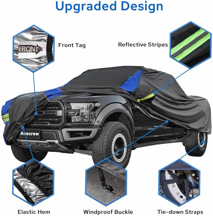 Avecrew All Weather Truck Cover - Waterproof, Rain, Snow, UV & Dust Protection (Up to 210")