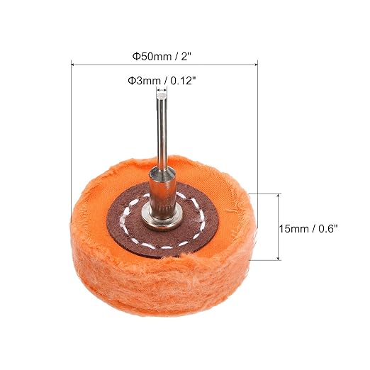 uxcell 2-Inch Buffing Polishing Pad Wheel Cotton with 1/8-inch Handle for Manifold Aluminum Stainless Steel Chrome Yellow 6 Pcs