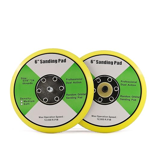6 Inch Backing Pad 5/16"-24 Thread Plates for Air Sander Dual Action Car Polisher Sanding Polishing-2PCS