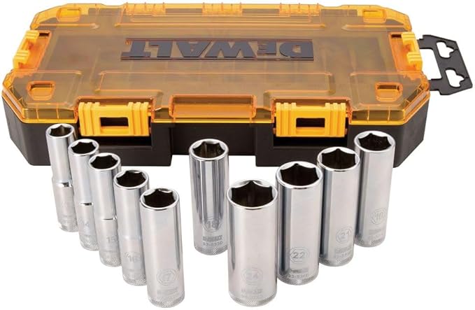 DEWALT DWMT73815 Metric Drive Deep Socket Set (10 Piece), 1/2"