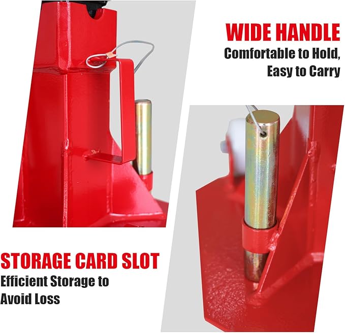 Torin ATZ120006PB Heavy Duty Jack Stands: Pin Style Jack Stand with 2 Casters and Handle, Easily Portable Car Stand for Car SUV, Truck and Pick Up, 12 Ton (24,000 lb) Capacity, Red