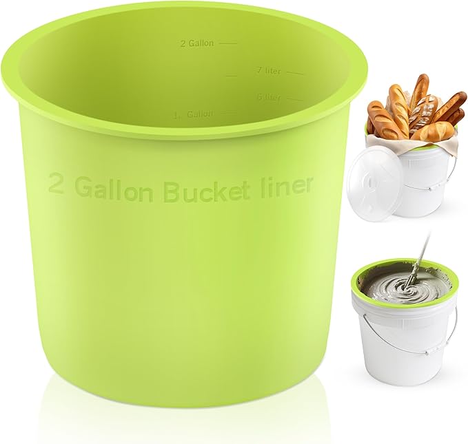 2 Gallon Silicone Bucket Liner with Measurements, 4mm Thick Reusable Flexible Silicone Liner, Leakproof Mixing Bucket for Epoxy Resin, Thinset, Paint, Cement, Concrete, Mud