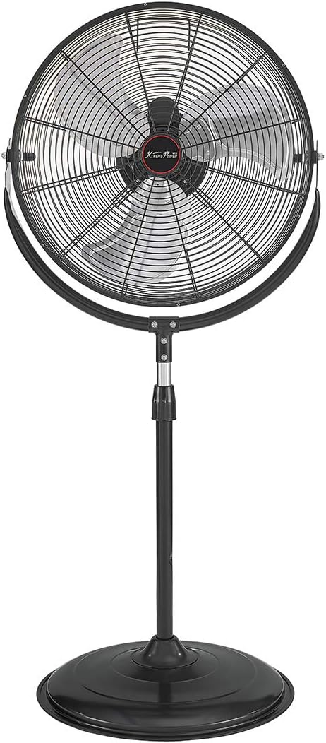 XtremepowerUS Pro-Series 20" High Velocity Standing Shop Fan Telescoping Height Fan 3-Speed Control High Flow CFM 5500, Black