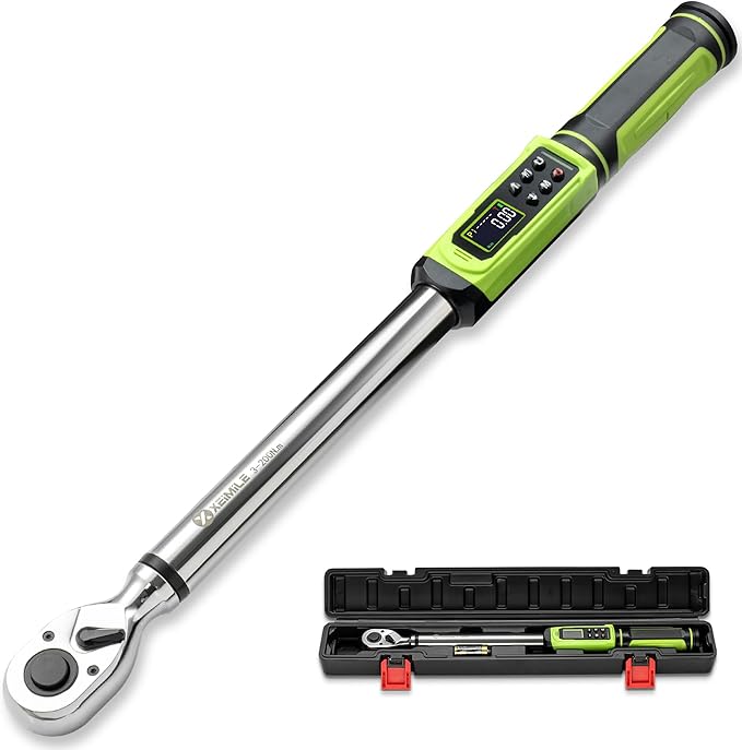 Digital Torque Wrench 1/2" Drive-2.2-147.5Ft.Lb/3-200N.m, Electric Torque Wrench With Dual Direction Vibration Buzzer LED Indicator,±2% Accuracy Five Units for Bike Motorcycle Car Auto Repair