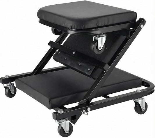 WEEK NINE 36 Inch Foldable Z Creeper Seat, 2 in 1 Rolling Chair and Work Bench for Garage Auto Repair, 330 LBS Capacity, Black