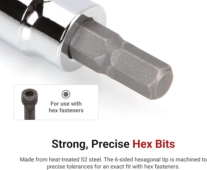 TEKTON 3/8 in Drive Hex Bit Socket Set with Rail, 8-Piece (1/8-3/8 in) | SHB91106