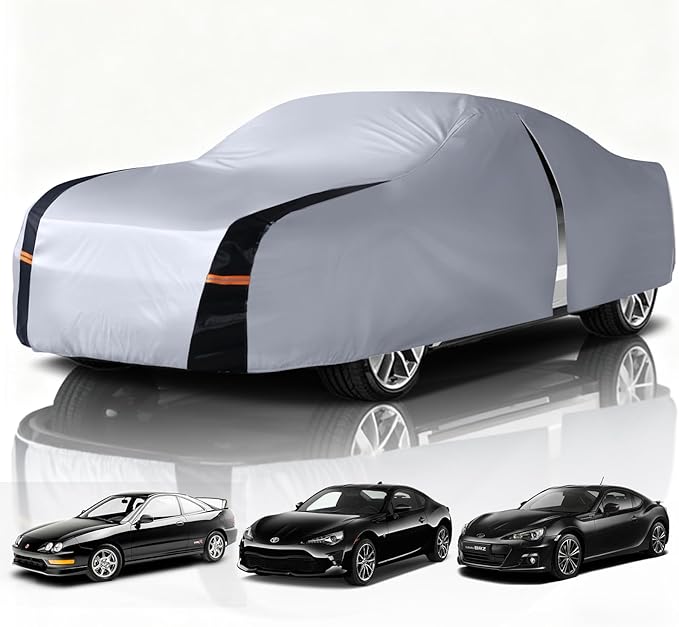 Small Car Cover 100% Waterproof All Weather, 10 Layers Outdoor Covers for Sports/Coupe -Custom Fit Acura Integra, Toyota 86, Subaru BRZ, Nissan 370Z, etc. Sun & Rain Protector. C2 (See Size Chart)
