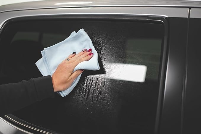 The Rag Company - Premium Window, Glass, Mirror & Chrome Detailing Towels - Professional Korean 70/30 Microfiber Blend, Lint-Free, Streak-Free, 350gsm, 16in. x 24in, Light Blue (3-Pack)