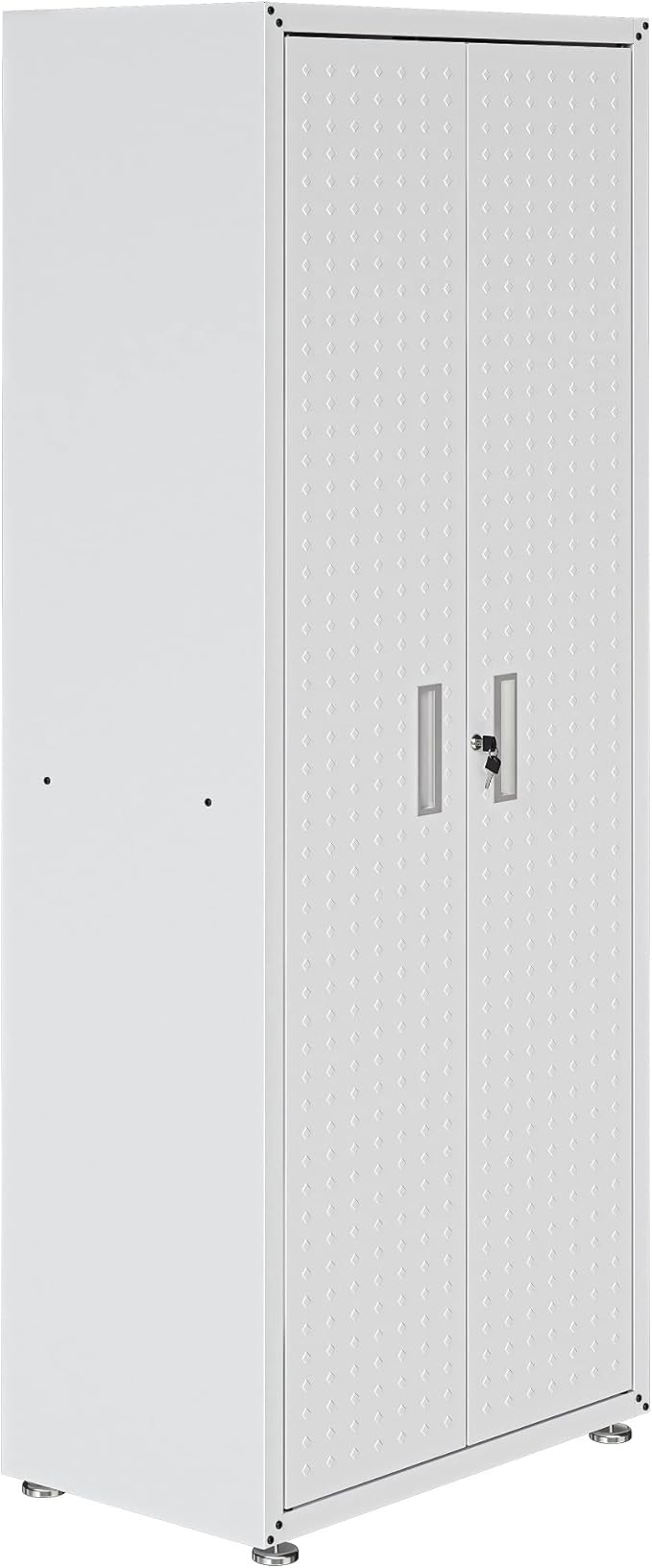 Manhattan Comfort Fortress Textured Metal 75.4" Garage Cabinet with 4 Adjustable Shelves in White