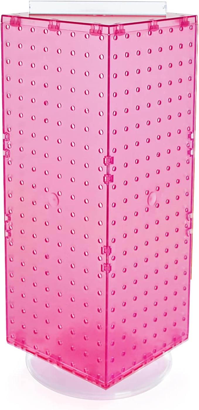 Azar Displays 703385-PNK Four-Sided Revolving 8”W X 20”H Pegboard Counter Display, Pink