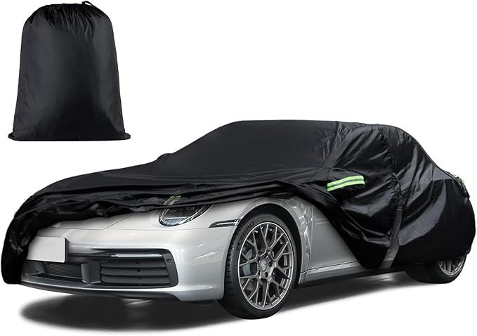 Car Cover Custom Fit for 1998-2026 Porsche 911 (991/992/996/997 Series) Carrera 4S/Turbo/Carrera, Waterproof All Weather Full Exterior Cover Rain Sun Protector with Door Zipper