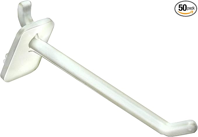Azar Displays 800004-W 4-Inch Lexan Hook, White, 50-Pack