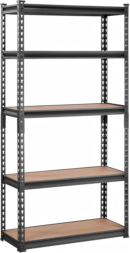 PeakPursuit Storage Shelving Unit, 5-Tier Adjustable Metal Storage Shelves, 30" L x 12" W x 60" H Heavy Duty Garage Storage Shelves for Kitchen Pantry Basement Bathroom Laundry